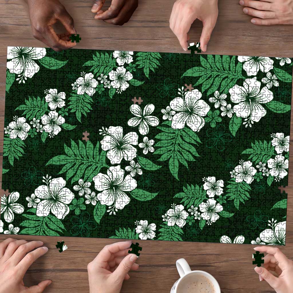 Hawaiian Hibiscus Tribal Floral Green Puzzle Polynesian Tapa Pattern LT01 - Polynesian Pride