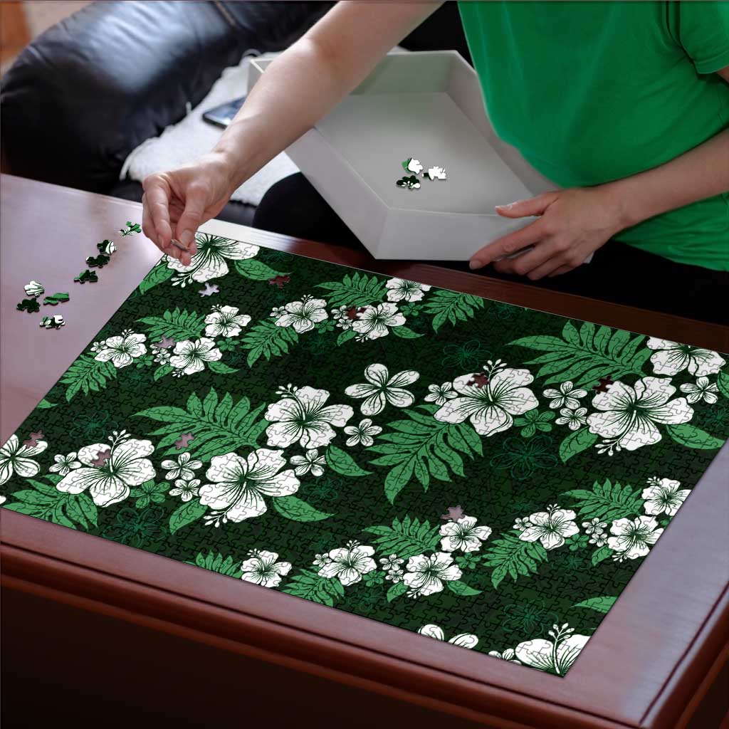 Hawaiian Hibiscus Tribal Floral Green Puzzle Polynesian Tapa Pattern LT01 - Polynesian Pride