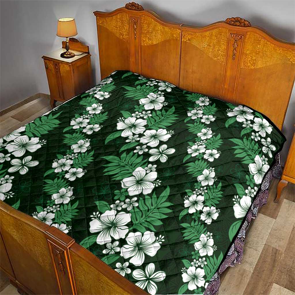 Hawaiian Hibiscus Tribal Floral Green Quilt Polynesian Tapa Pattern - Polynesian Pride