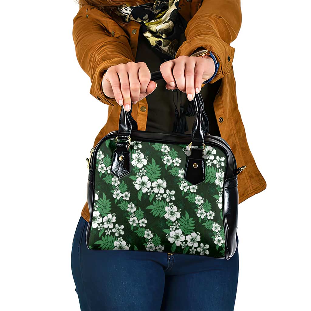 Hawaiian Hibiscus Tribal Floral Green Shoulder Handbag Polynesian Tapa Pattern - Polynesian Pride