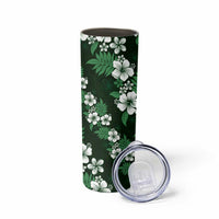 Hawaiian Hibiscus Tribal Floral Green Skinny Tumbler Polynesian Tapa Pattern - Polynesian Pride