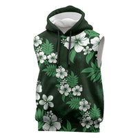 Hawaiian Hibiscus Tribal Floral Green Sleeveless Hoodie Polynesian Tapa Pattern LT01 Green - Polynesian Pride