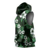 Hawaiian Hibiscus Tribal Floral Green Sleeveless Hoodie Polynesian Tapa Pattern LT01 - Polynesian Pride