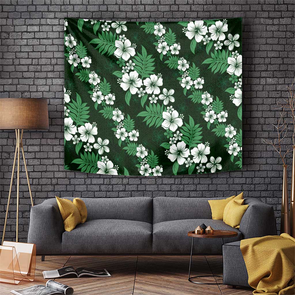 Hawaiian Hibiscus Tribal Floral Green Tapestry Polynesian Tapa Pattern LT01 Green - Polynesian Pride