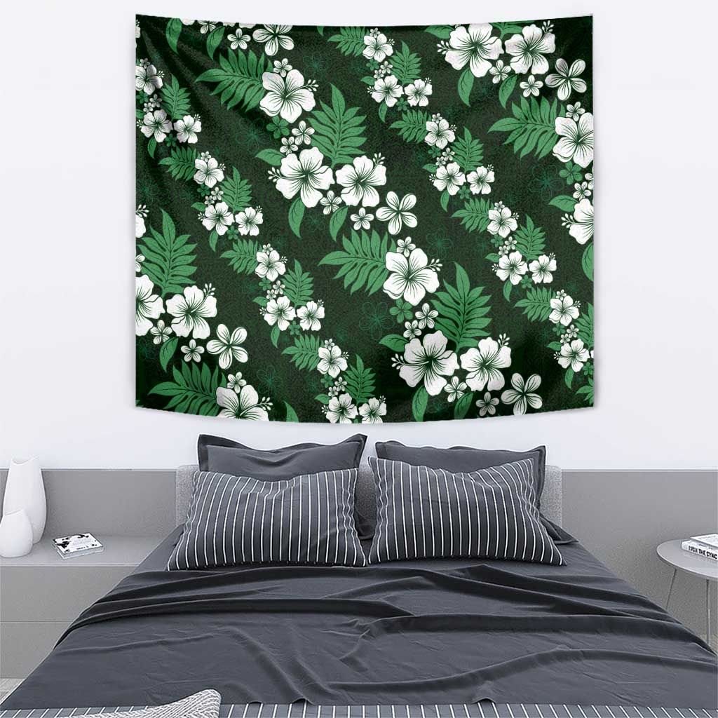 Hawaiian Hibiscus Tribal Floral Green Tapestry Polynesian Tapa Pattern - Polynesian Pride