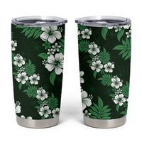 Hawaiian Hibiscus Tribal Floral Green Tumbler Cup Polynesian Tapa Pattern - Polynesian Pride
