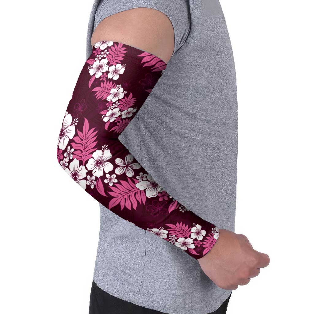 Hawaiian Hibiscus Tribal Floral Pink Arm Sleeves Polynesian Tapa Pattern LT01 - Polynesian Pride