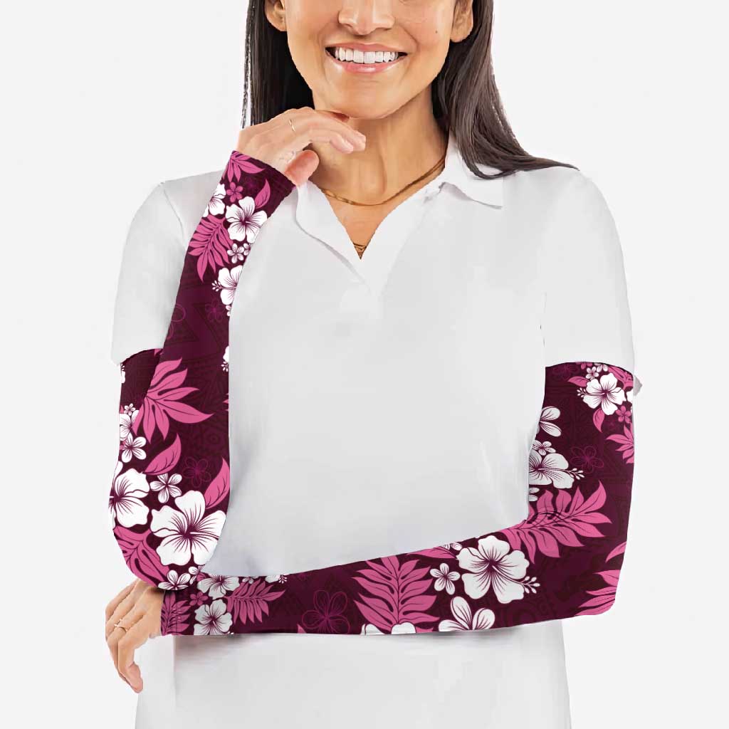 Hawaiian Hibiscus Tribal Floral Pink Arm Sleeves Polynesian Tapa Pattern LT01 - Polynesian Pride
