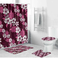 Hawaiian Hibiscus Tribal Floral Pink Bathroom Set Polynesian Tapa Pattern - Polynesian Pride
