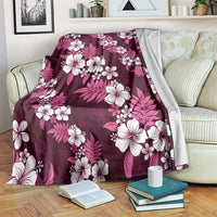 Hawaiian Hibiscus Tribal Floral Pink Blanket Polynesian Tapa Pattern - Polynesian Pride