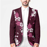 Hawaiian Hibiscus Tribal Floral Pink Blazer Polynesian Tapa Pattern - Polynesian Pride