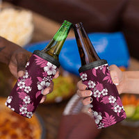 Hawaiian Hibiscus Tribal Floral Pink 4 in 1 Can Cooler Tumbler Polynesian Tapa Pattern - Polynesian Pride