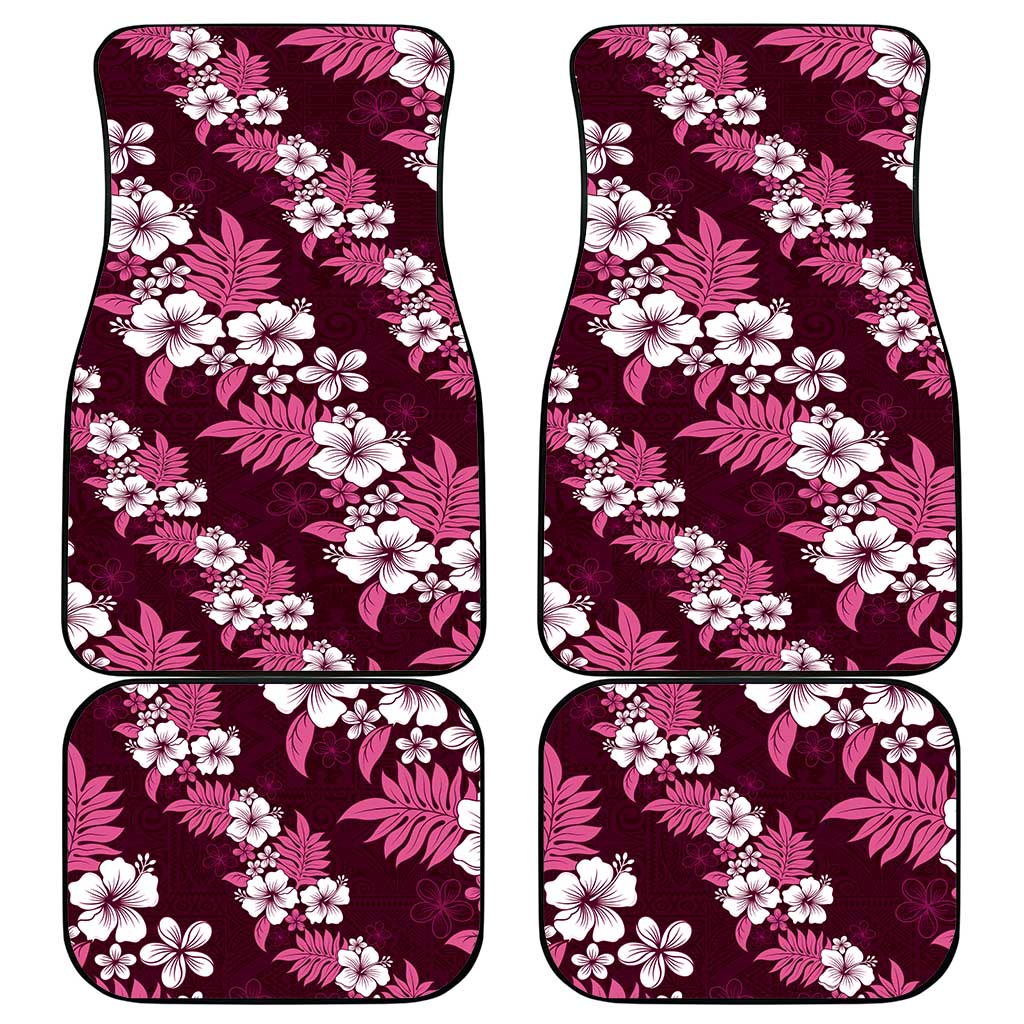 Hawaiian Hibiscus Tribal Floral Pink Car Mats Polynesian Tapa Pattern - Polynesian Pride