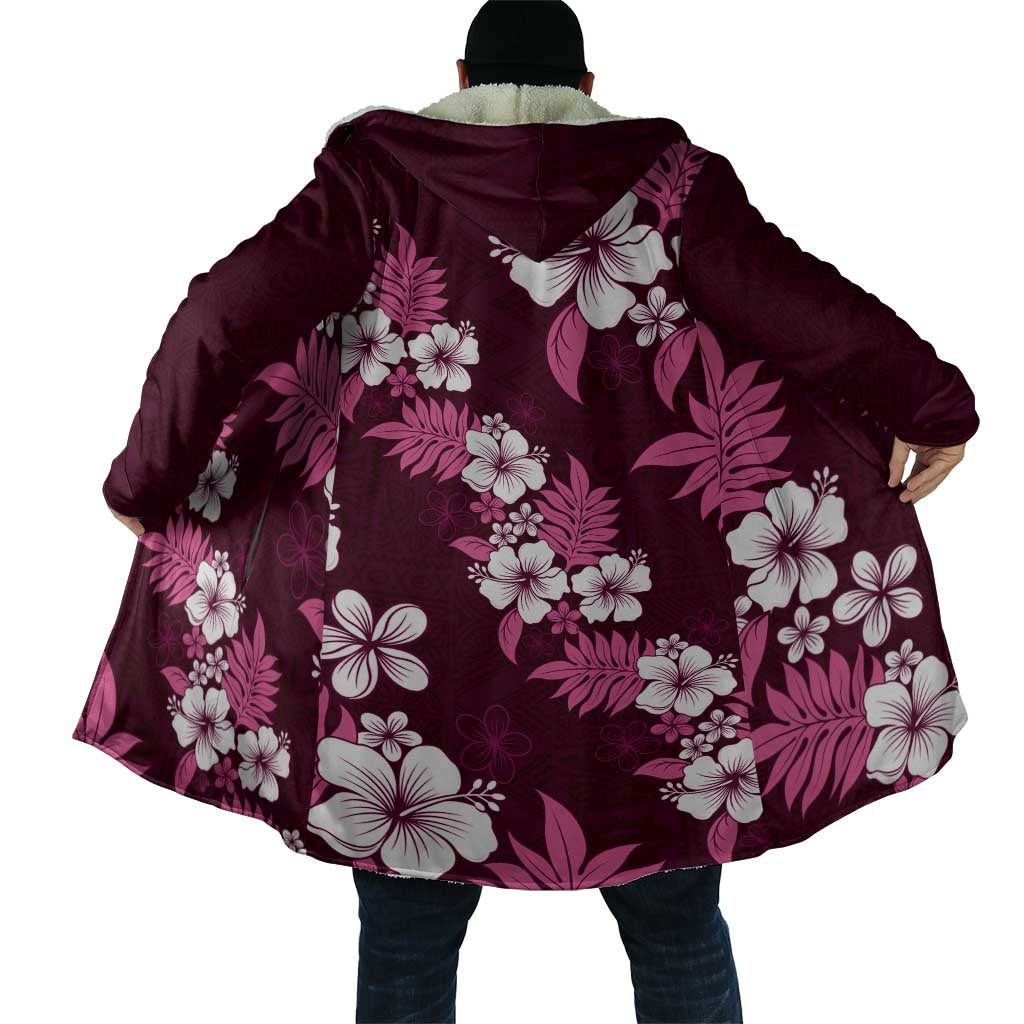 Hawaiian Hibiscus Tribal Floral Pink Cloak Polynesian Tapa Pattern - Polynesian Pride