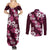 Hawaiian Hibiscus Tribal Floral Pink Couples Matching Summer Maxi Dress and Long Sleeve Button Shirt Polynesian Tapa Pattern - Polynesian Pride