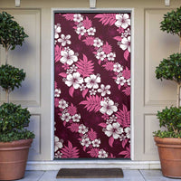 Hawaiian Hibiscus Tribal Floral Pink Door Cover Polynesian Tapa Pattern - Polynesian Pride