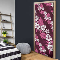 Hawaiian Hibiscus Tribal Floral Pink Door Cover Polynesian Tapa Pattern - Polynesian Pride