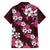 Hawaiian Hibiscus Tribal Floral Pink Family Matching Off The Shoulder Long Sleeve Dress and Hawaiian Shirt Polynesian Tapa Pattern - Polynesian Pride