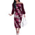 Hawaiian Hibiscus Tribal Floral Pink Family Matching Off The Shoulder Long Sleeve Dress and Hawaiian Shirt Polynesian Tapa Pattern - Polynesian Pride