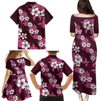 Hawaiian Hibiscus Tribal Floral Pink Family Matching Puletasi and Hawaiian Shirt Polynesian Tapa Pattern - Polynesian Pride