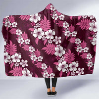 Hawaiian Hibiscus Tribal Floral Pink Hooded Blanket Polynesian Tapa Pattern LT01 One Size Pink - Polynesian Pride