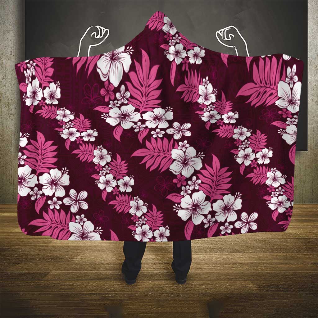 Hawaiian Hibiscus Tribal Floral Pink Hooded Blanket Polynesian Tapa Pattern LT01 - Polynesian Pride