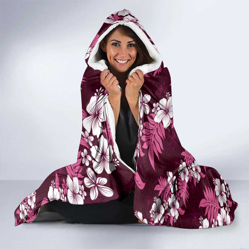 Hawaiian Hibiscus Tribal Floral Pink Hooded Blanket Polynesian Tapa Pattern LT01 - Polynesian Pride