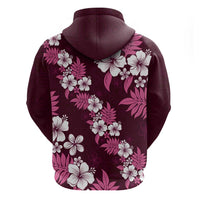 Hawaiian Hibiscus Tribal Floral Pink Hoodie Polynesian Tapa Pattern - Polynesian Pride