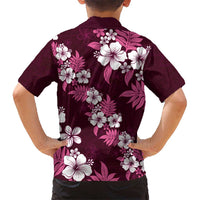 Hawaiian Hibiscus Tribal Floral Pink Kid Hawaiian Shirt Polynesian Tapa Pattern LT01 - Polynesian Pride