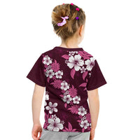 Hawaiian Hibiscus Tribal Floral Pink Kid T Shirt Polynesian Tapa Pattern LT01 - Polynesian Pride