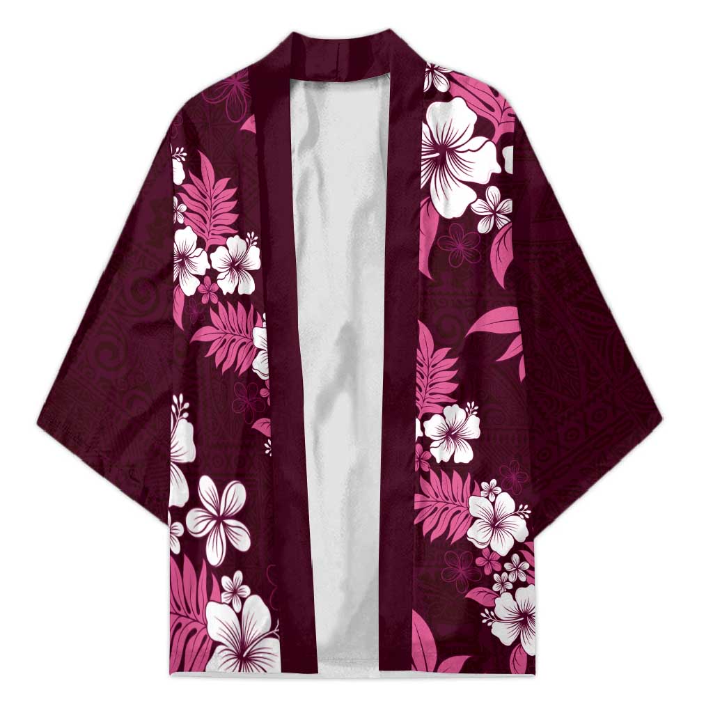Hawaiian Hibiscus Tribal Floral Pink Kimono Polynesian Tapa Pattern - Polynesian Pride
