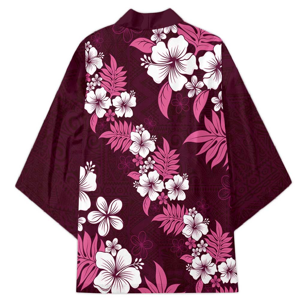 Hawaiian Hibiscus Tribal Floral Pink Kimono Polynesian Tapa Pattern - Polynesian Pride