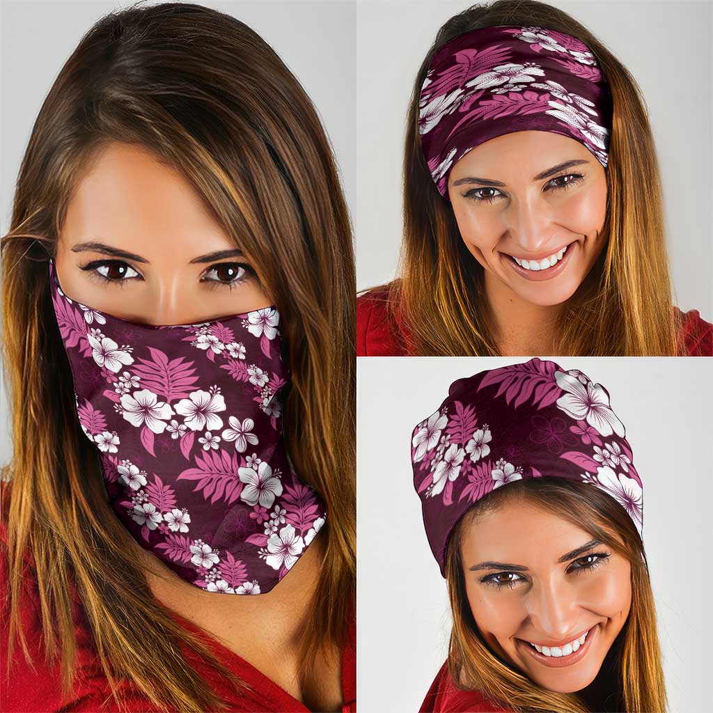Hawaiian Hibiscus Tribal Floral Pink Neck Gaiter Polynesian Tapa Pattern - Polynesian Pride