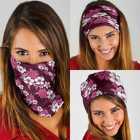 Hawaiian Hibiscus Tribal Floral Pink Neck Gaiter Polynesian Tapa Pattern - Polynesian Pride