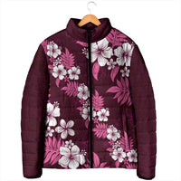 Hawaiian Hibiscus Tribal Floral Pink Padded Jacket Polynesian Tapa Pattern LT01 - Polynesian Pride