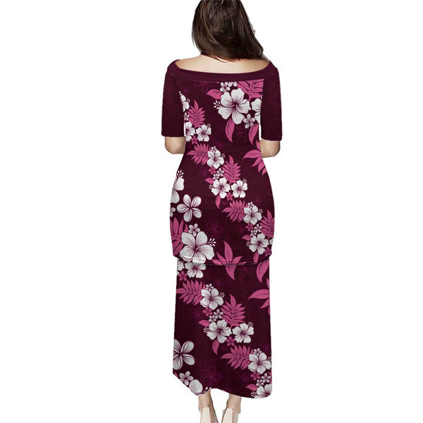 Fiji Puletasi Hibiscus Red Pattern main image 1