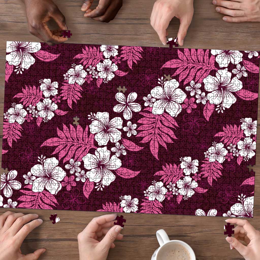 Hawaiian Hibiscus Tribal Floral Pink Puzzle Polynesian Tapa Pattern LT01 - Polynesian Pride