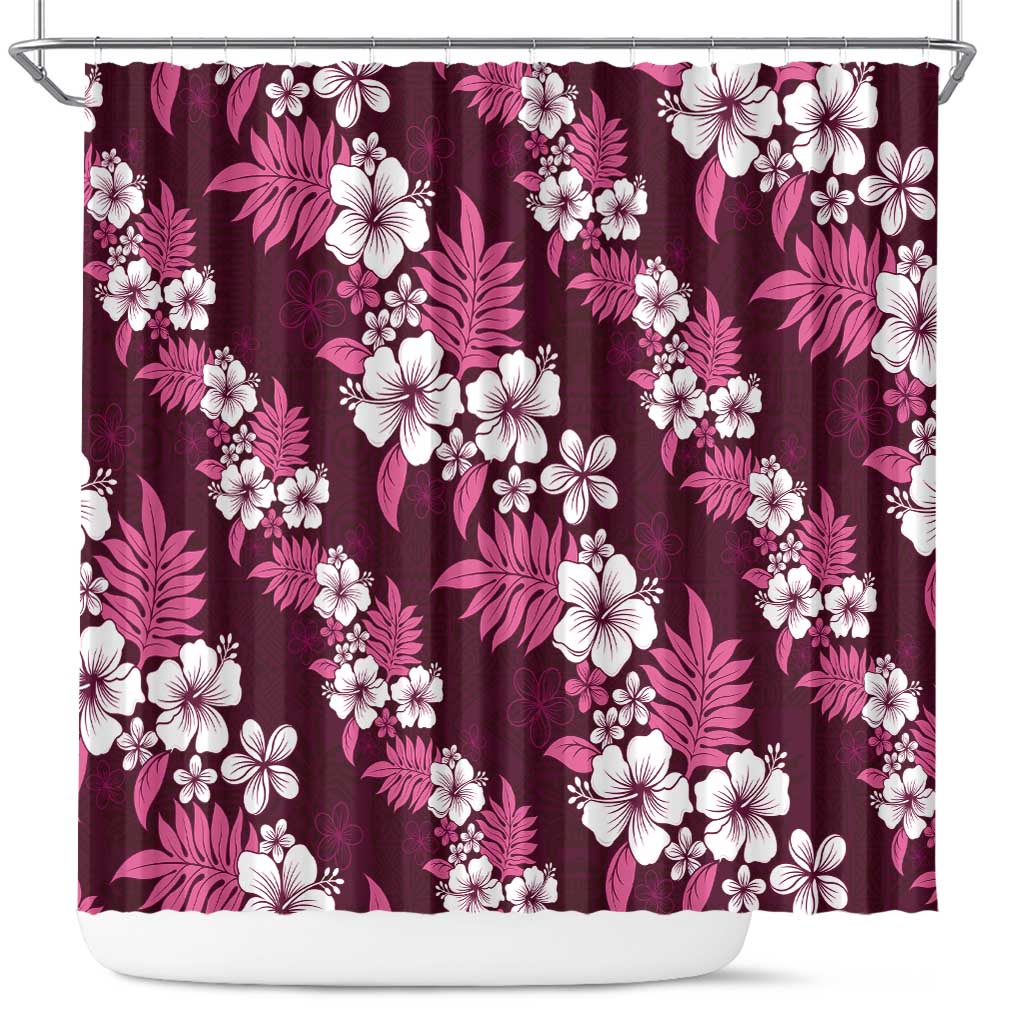Hawaiian Hibiscus Tribal Floral Pink Shower Curtain Polynesian Tapa Pattern LT01 Pink - Polynesian Pride