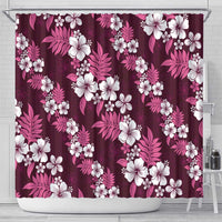 Hawaiian Hibiscus Tribal Floral Pink Shower Curtain Polynesian Tapa Pattern - Polynesian Pride