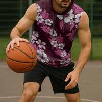 Hawaiian Hibiscus Tribal Floral Pink Sleeveless Hoodie Polynesian Tapa Pattern - Polynesian Pride