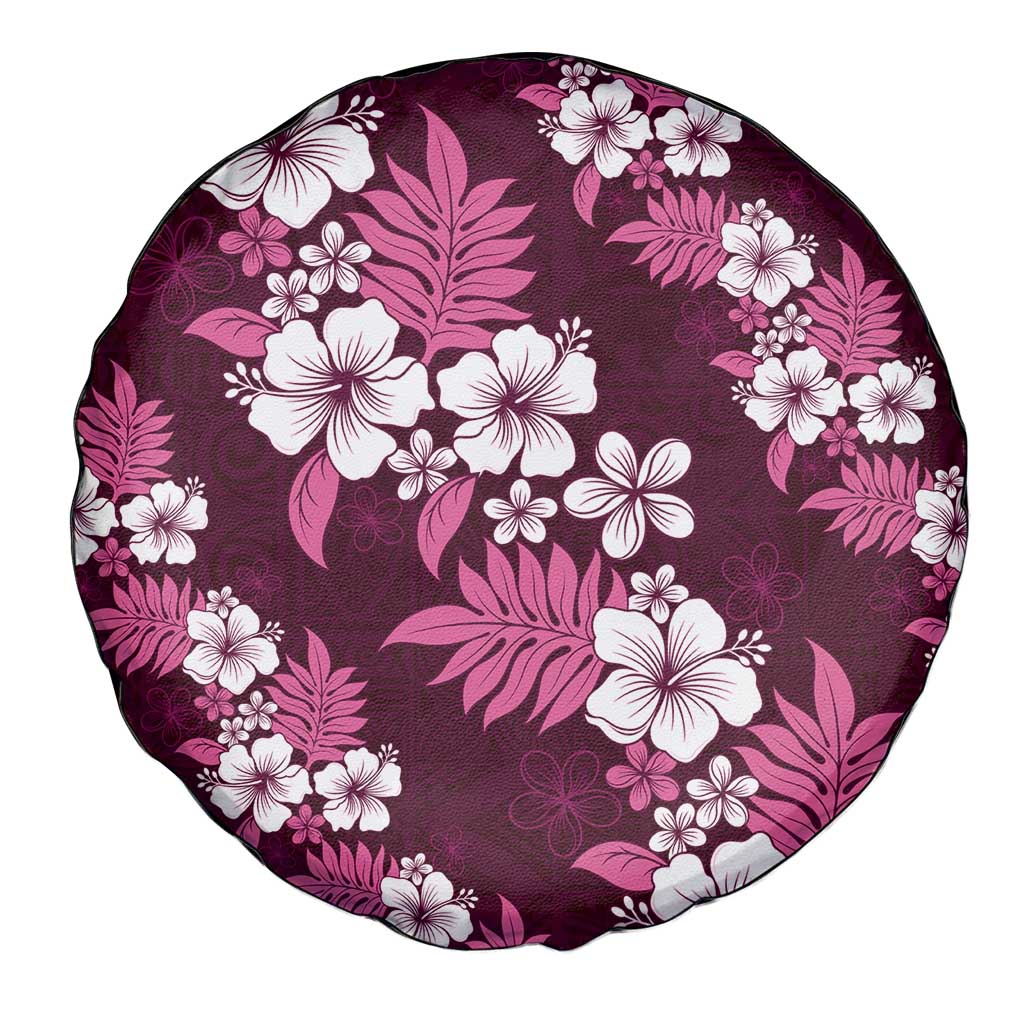 Hawaiian Hibiscus Tribal Floral Pink Spare Tire Cover Polynesian Tapa Pattern - Polynesian Pride