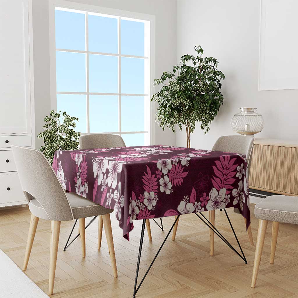 Hawaiian Hibiscus Tribal Floral Pink Tablecloth Polynesian Tapa Pattern - Polynesian Pride