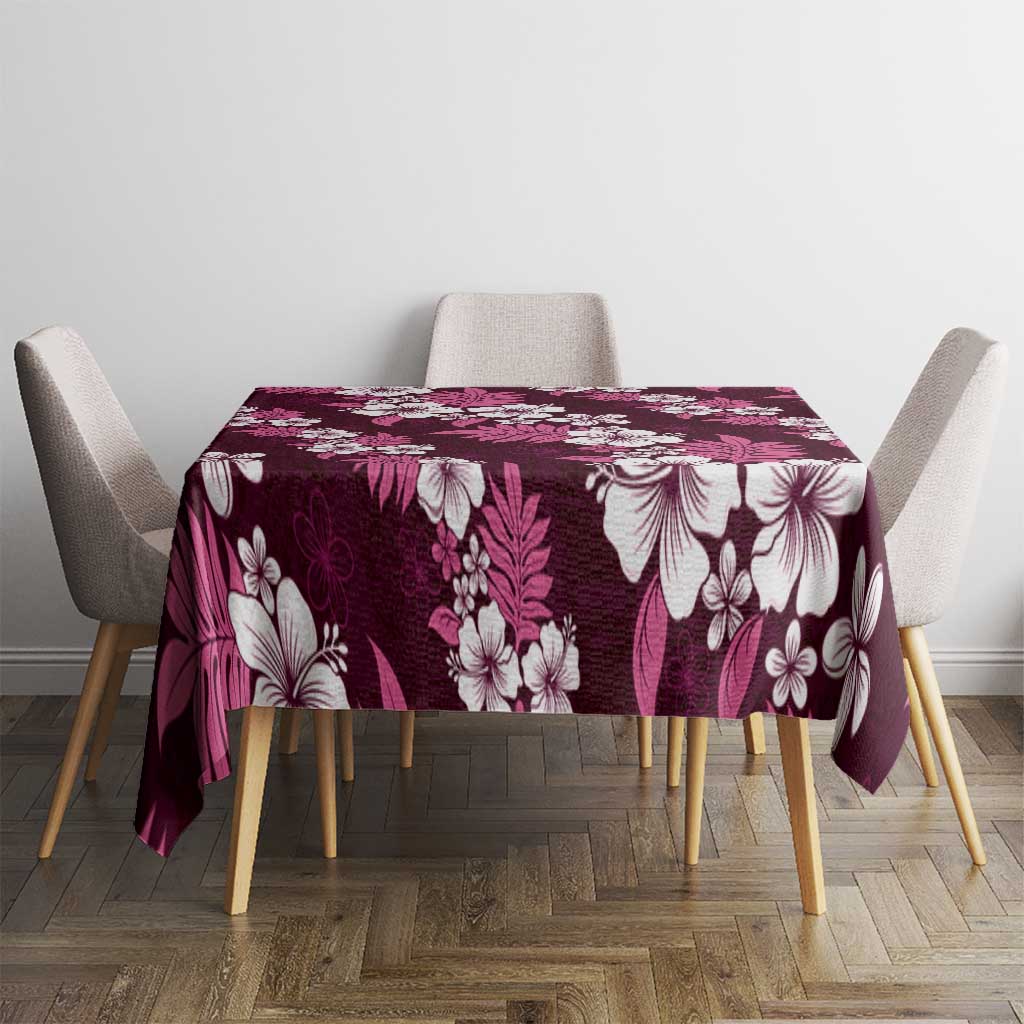 Hawaiian Hibiscus Tribal Floral Pink Tablecloth Polynesian Tapa Pattern - Polynesian Pride