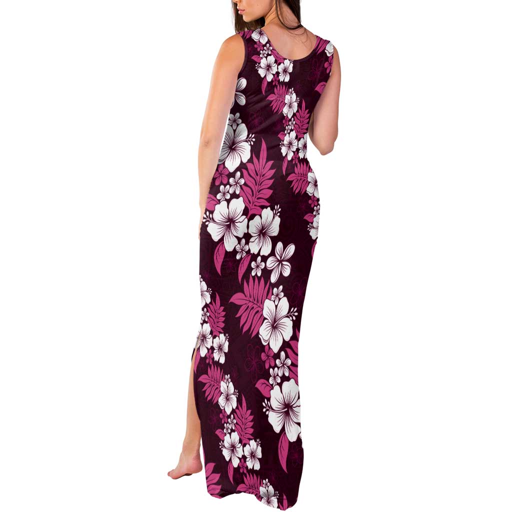 Hawaiian Hibiscus Tribal Floral Pink Tank Maxi Dress Polynesian Tapa Pattern - Polynesian Pride