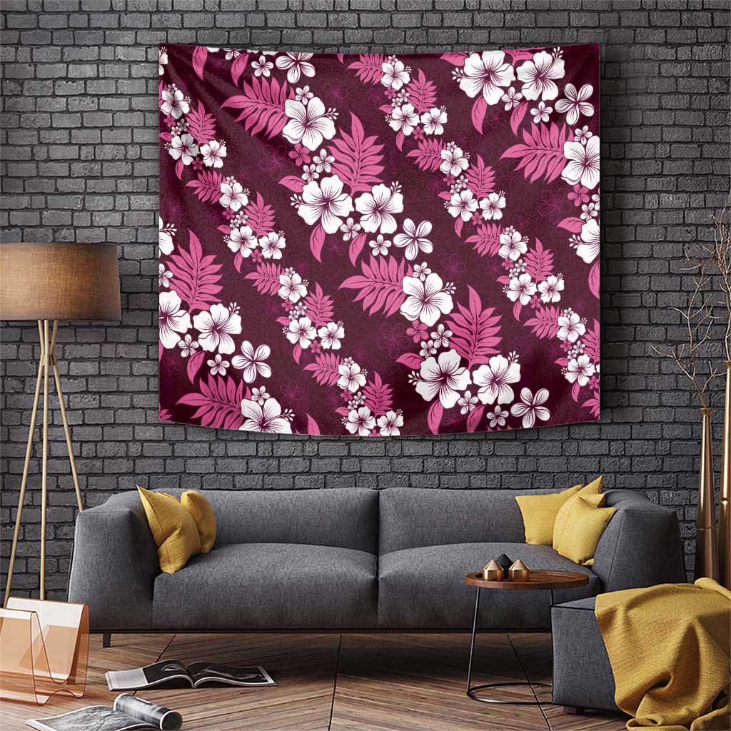 Hawaiian Hibiscus Tribal Floral Pink Tapestry Polynesian Tapa Pattern LT01 Pink - Polynesian Pride