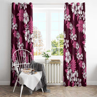 Hawaiian Hibiscus Tribal Floral Pink Window Curtain Polynesian Tapa Pattern - Polynesian Pride