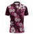 Hawaiian Hibiscus Tribal Floral Pink Zipper Polo Shirt Polynesian Tapa Pattern - Polynesian Pride