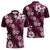 Hawaiian Hibiscus Tribal Floral Pink Zipper Polo Shirt Polynesian Tapa Pattern - Polynesian Pride