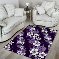 Hawaiian Hibiscus Tribal Floral Purple Area Rug Polynesian Tapa Pattern - Polynesian Pride