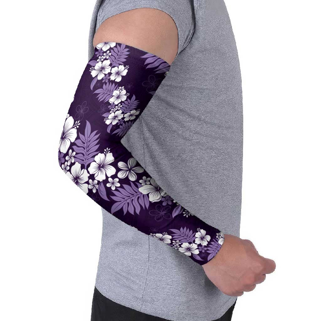 Hawaiian Hibiscus Tribal Floral Purple Arm Sleeves Polynesian Tapa Pattern LT01 - Polynesian Pride